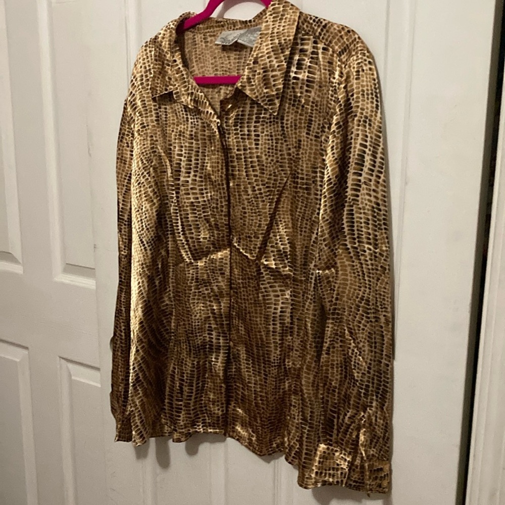 Brown Animal Print Button-Up Shirt